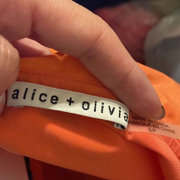 NWOT Alice + Olivia “Willie” One-Shoulder Ruffled Tangerine Orange Mini Dress - Picture 6 of 9